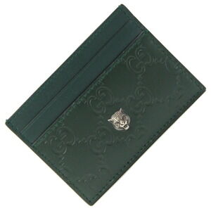 Gucci Card Case, Guccissima with Tiger Nettle Detail, 428542, Dark Green Leat...